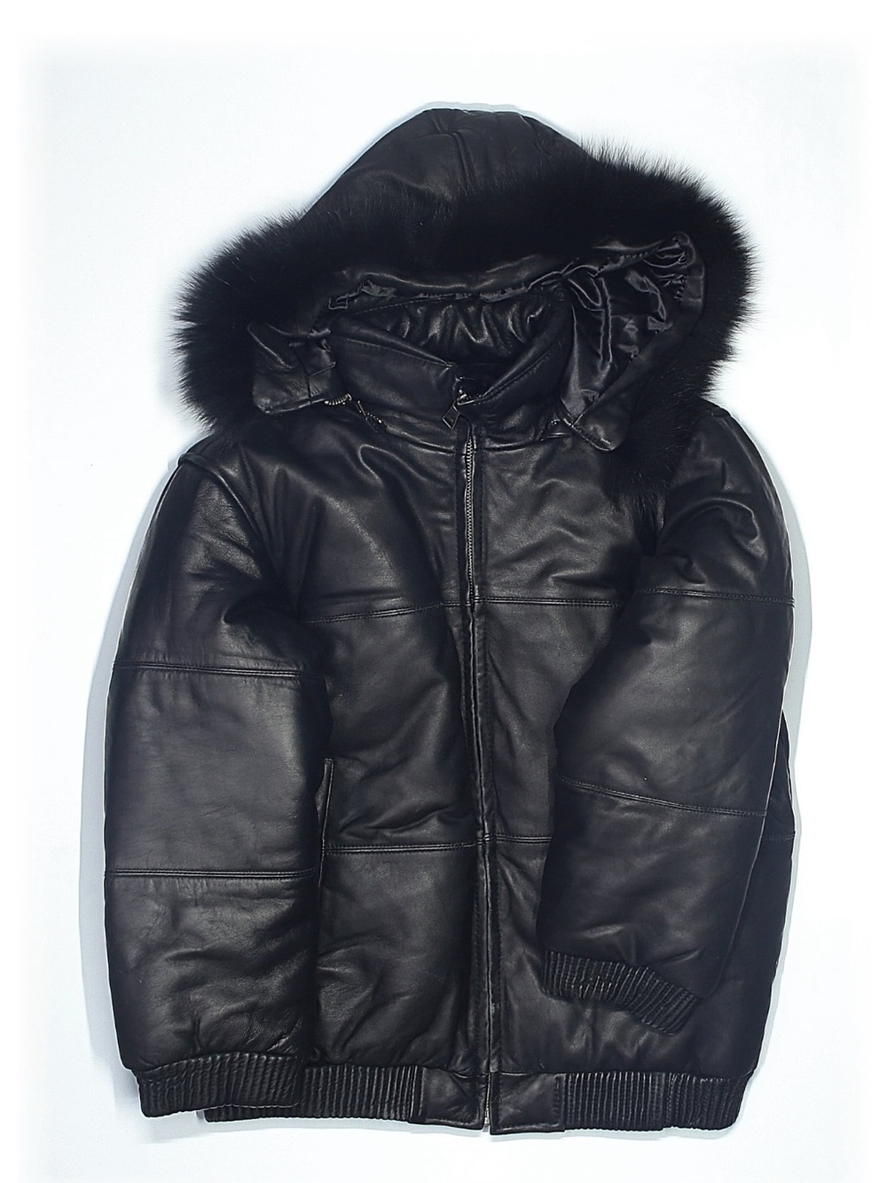 Kids Black Italian Lamb Puffer Jacket with Hood